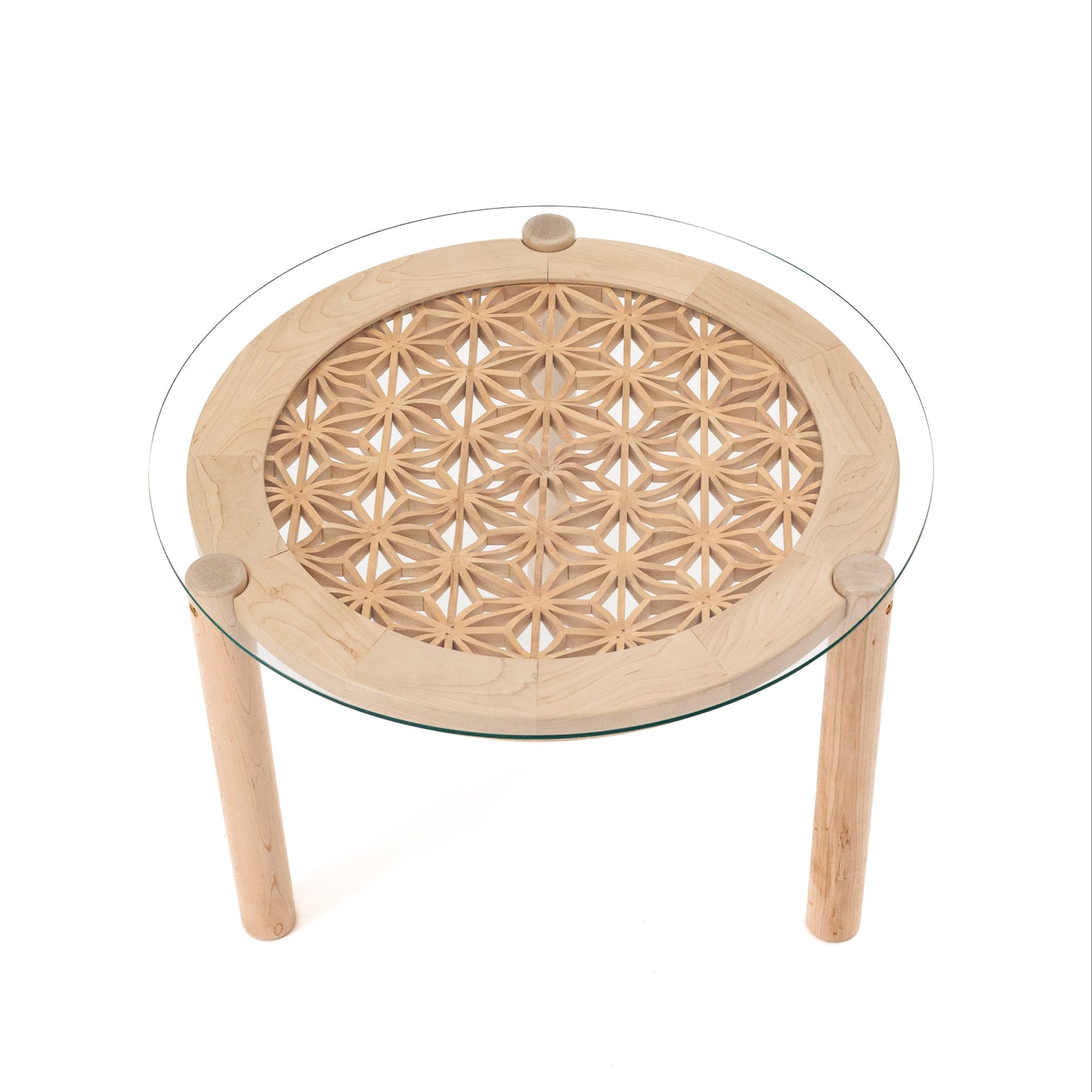 Top view of ripple table, white background.