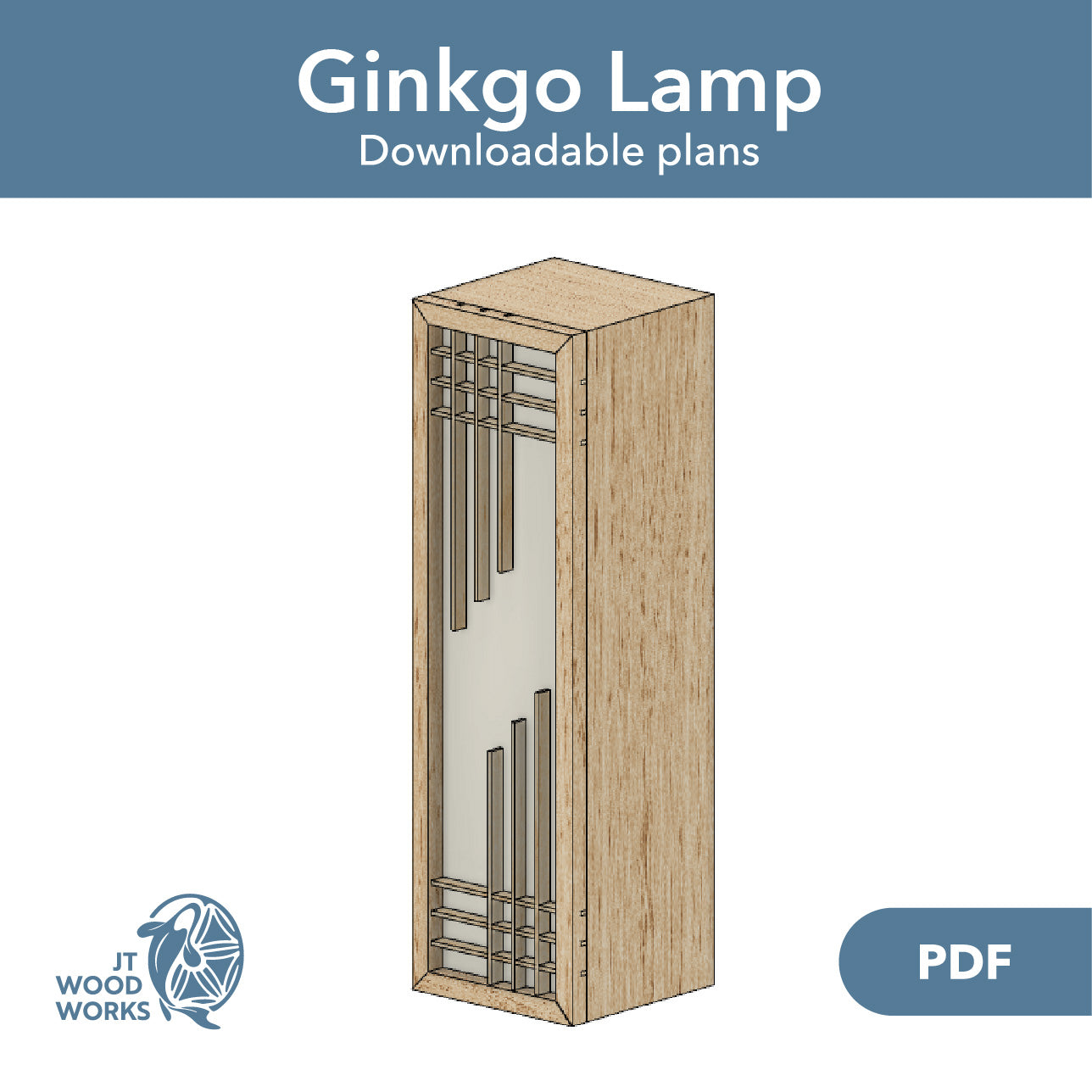 Graphic for the Ginkgo Lamp Downloadable PDF plans from JT Woodworks.