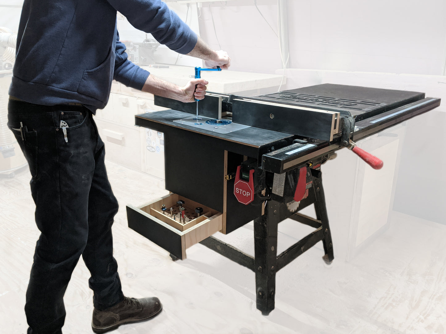 An example of the router table built from the downloadable PDF plans.