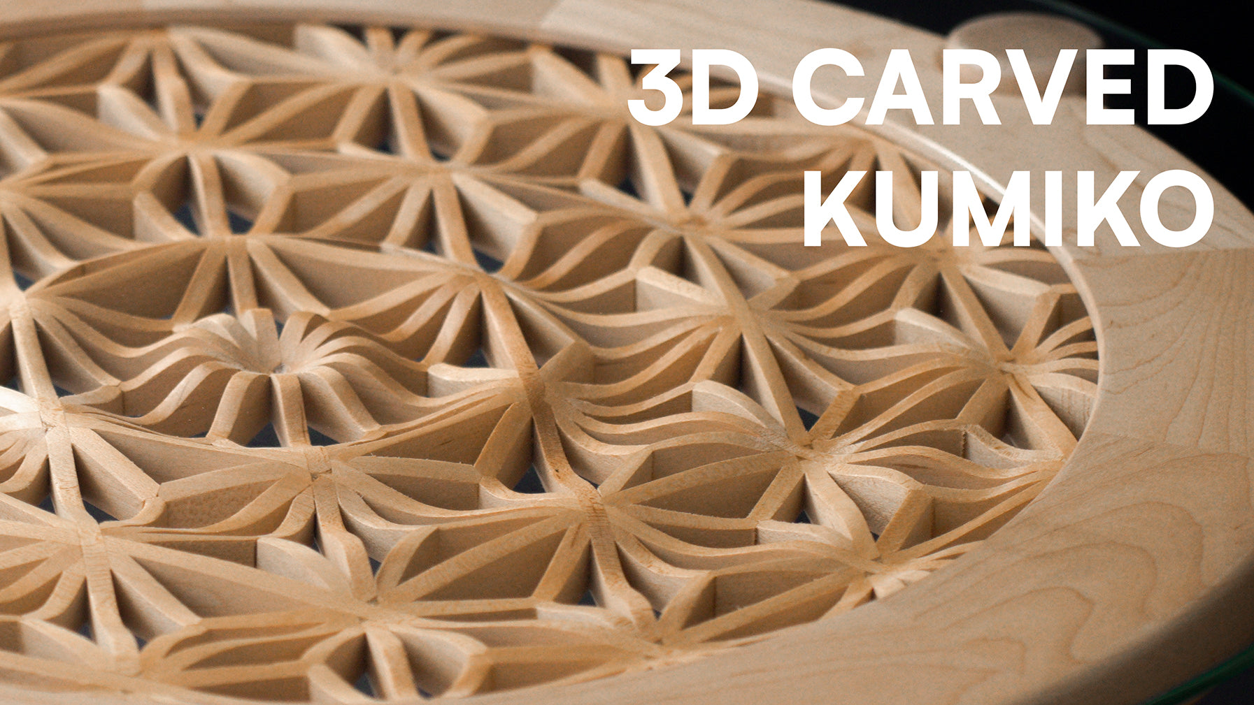 Load video: I&#39;ve been wanting to try 3D carving kumiko and in this video I gave it a try and made this beautiful table.This unique table showcases a never-before-seen 3D carved kumiko technique. The kumiko is crafted from basswood, while the frame and legs are maple. The table features a 1/4&quot; tempered glass top. Dimensions: 26 1/4&quot; diameter x 18 1/4&quot; height