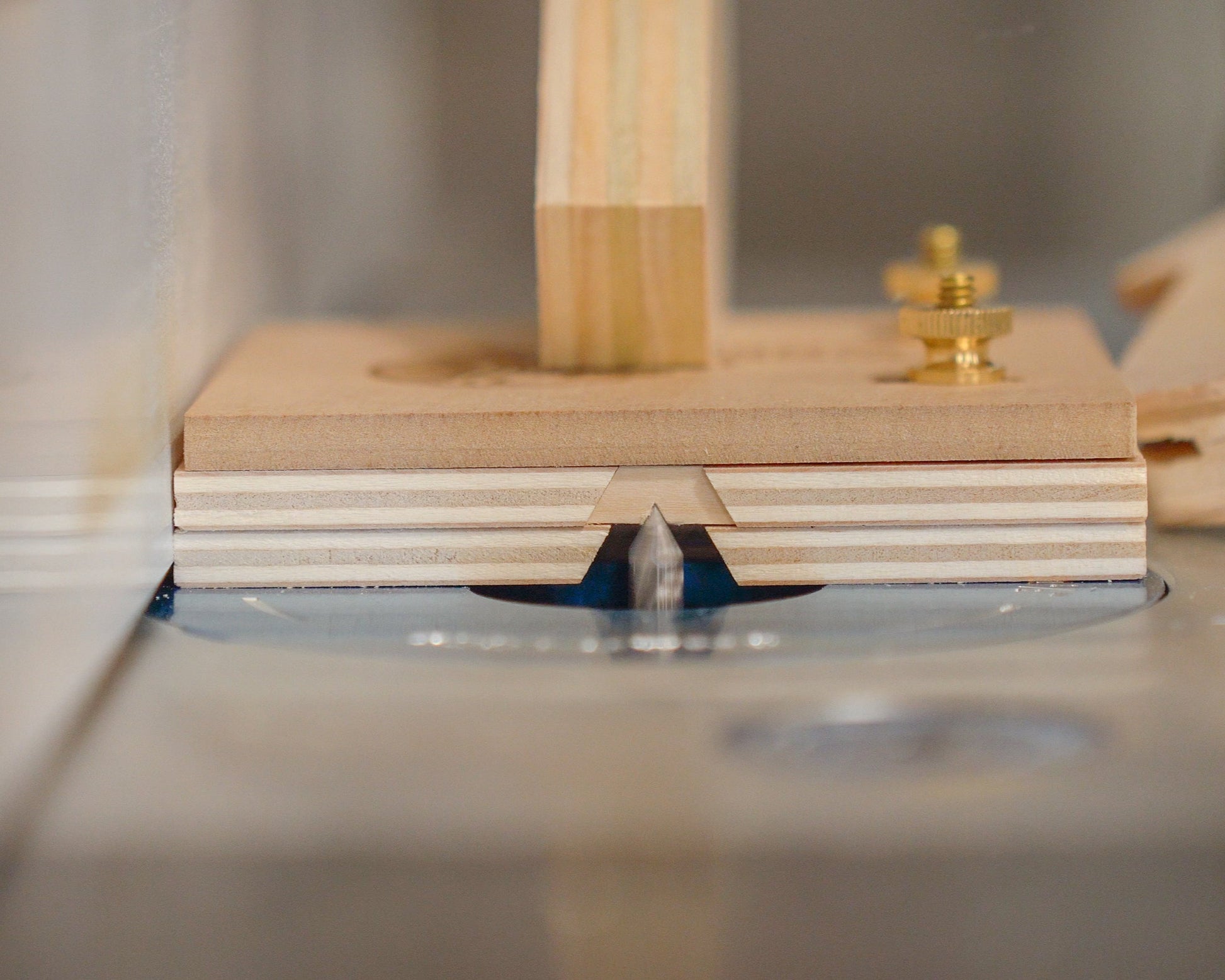 A closeup of the Sakura Shuttle in action on the router table.