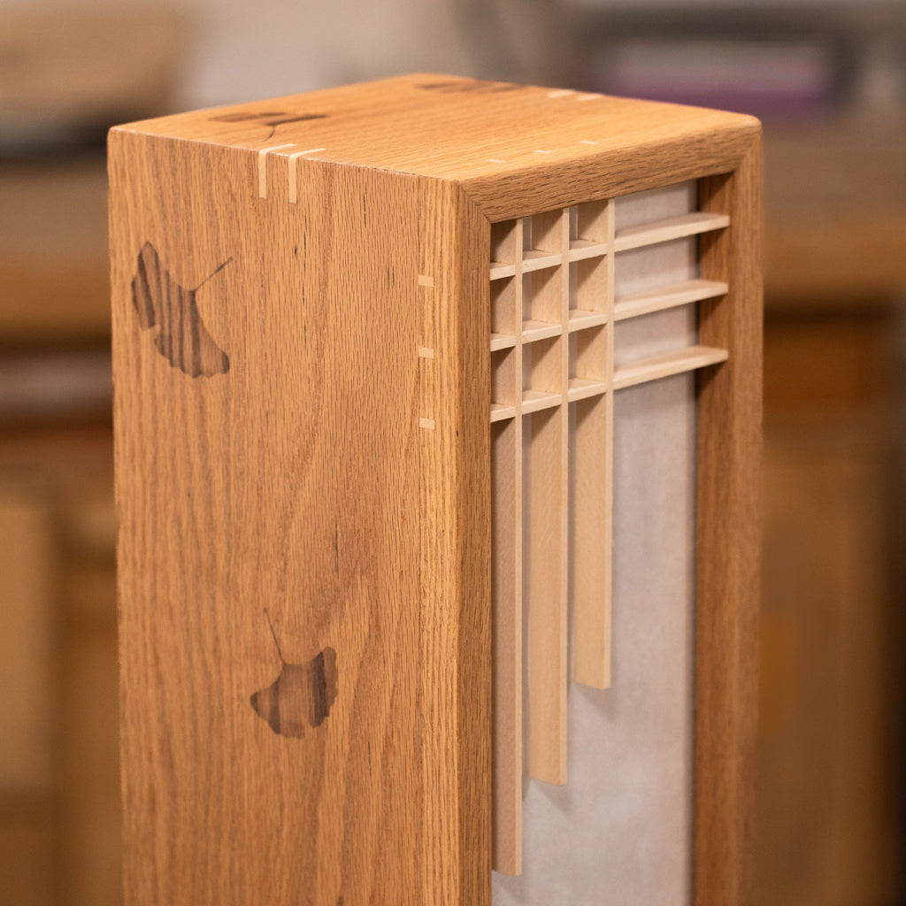 A closer look at the details of the Ginkgo Lamp.