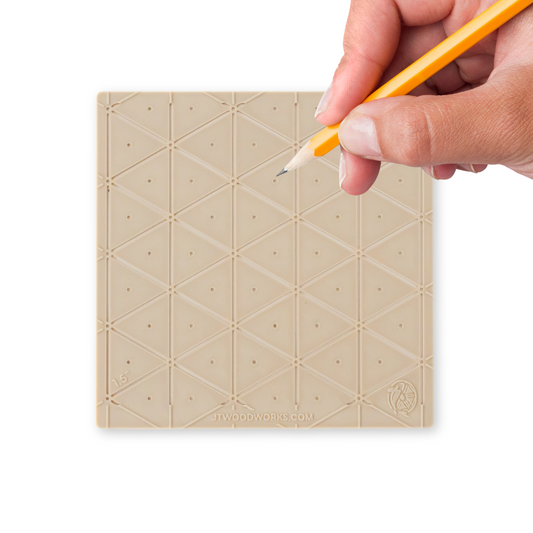 JT Woodworks Kumiko Design Stencil featuring slots and holes for precise kumiko pattern designs. Color featured: Bone.