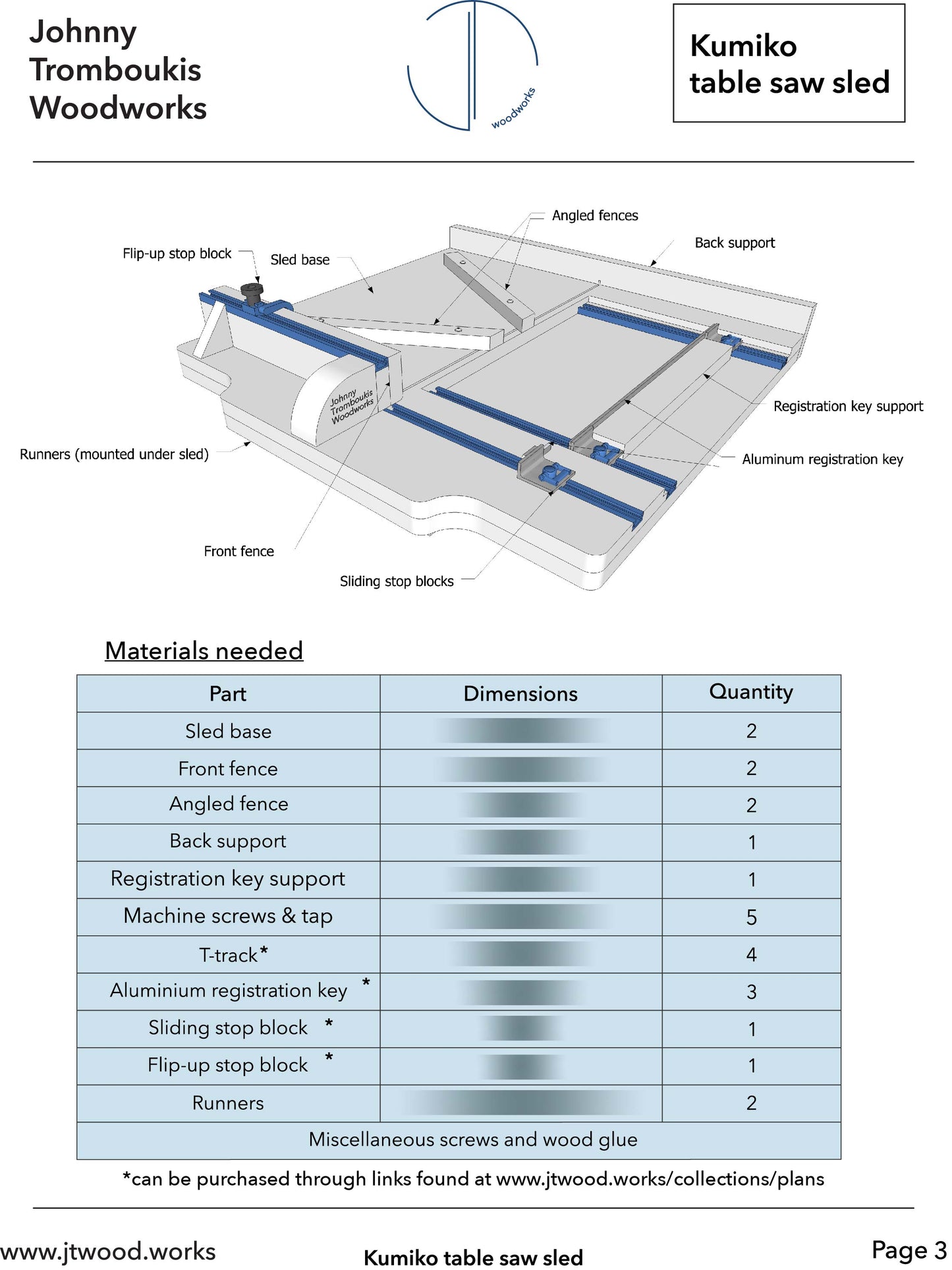 Plans - Kumiko Table Saw Sled: V-Classic